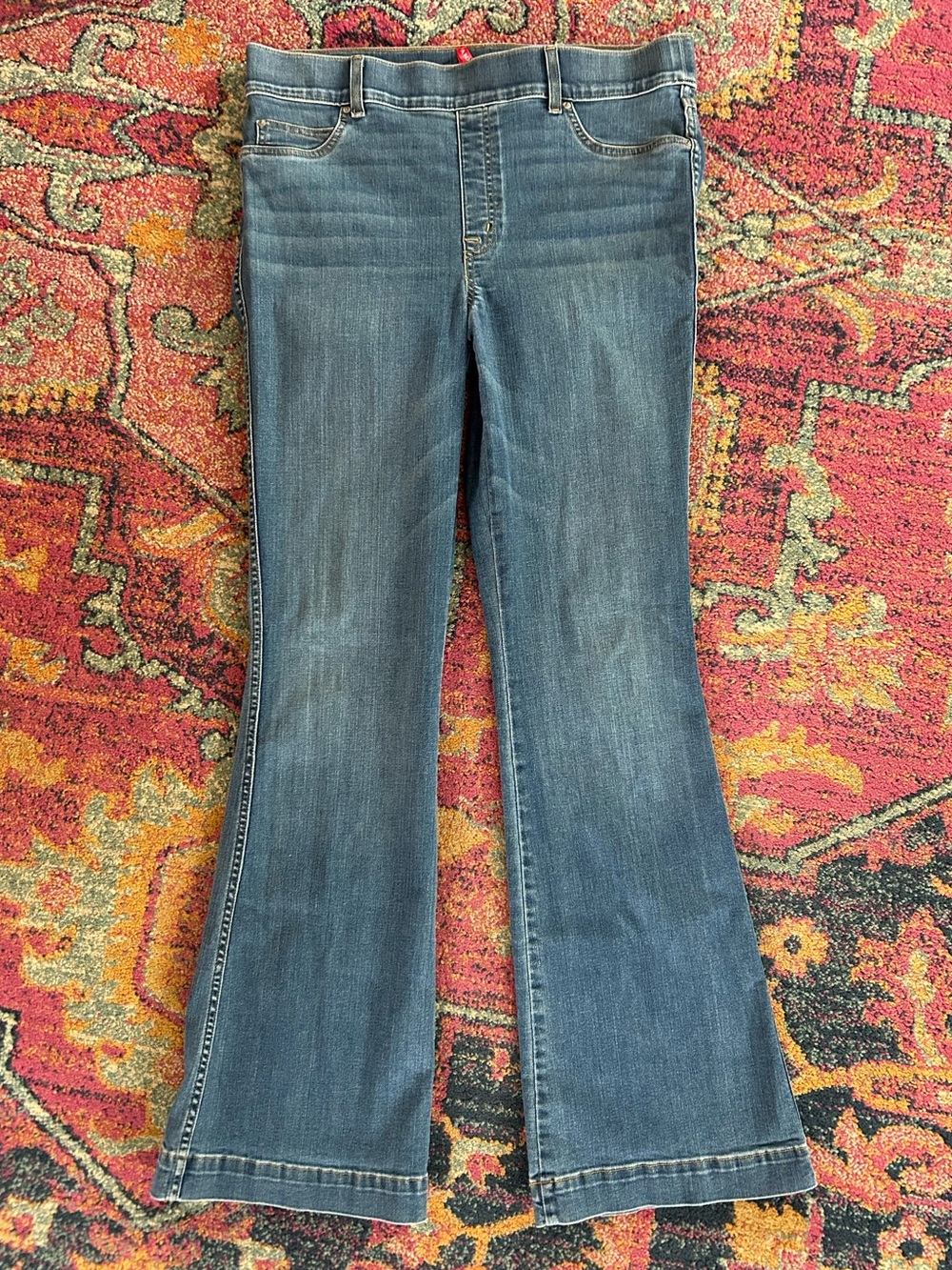 SPANX | Women’s Medium Blue Denim Pull On Flare Leg Shapewear Jeans Size XL - Picture 3 of 15